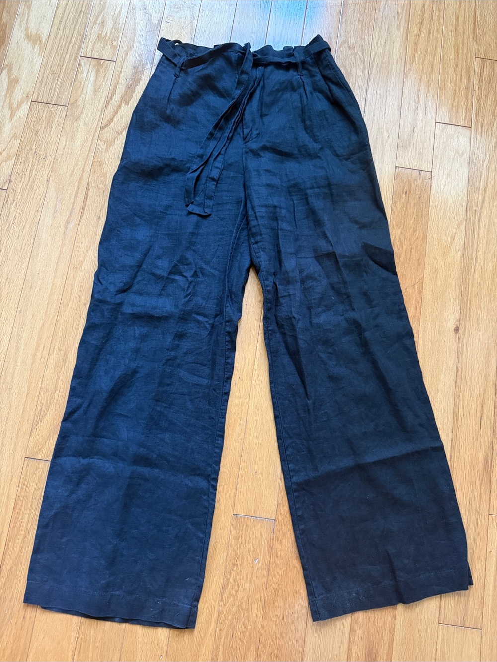 Women’s Black Drawstring Linen Blend Pants